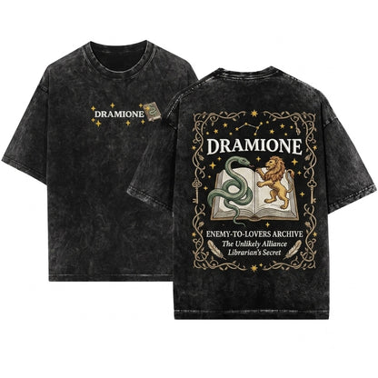 Dramione Inspired Dark Academia Fantasy Romance Fanfic Reader Gift Forbidden Lovers Aesthetic Unisex Wash T-Shirt