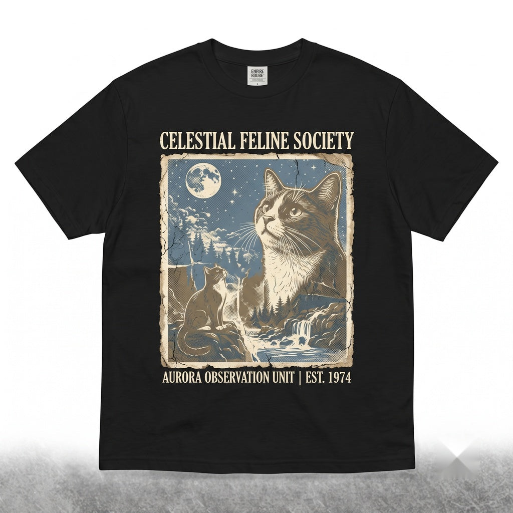 Vintage 90s Retro Tuxedo Cat Howling At The Full Moon Graphic Pet Mom Gift Unisex TShirt