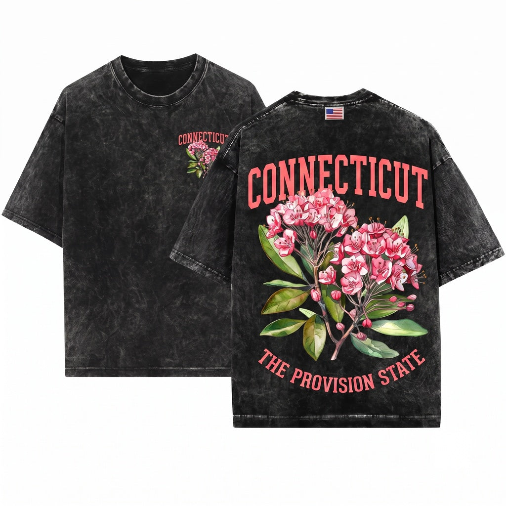 Connecticut State Flower Botanical Gardening Travel Gift Mother Girlfriend Unisex Wash T-Shirt