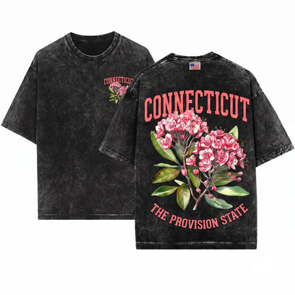 Connecticut State Flower Botanical Gardening Travel Gift Mother Girlfriend Unisex Wash T-Shirt