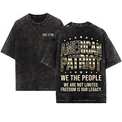 American Patriotic 1776 USA Camouflage Stars Stripes Flag Vintage Graphic Unisex Wash T-Shirt