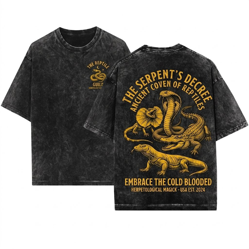 Reptile Vintage Line Art Snake Lizard Turtle Chameleon Graphic Herpetology 90s Style Animal Unisex Wash T-Shirt
