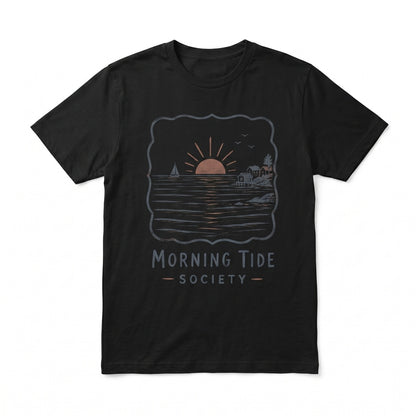 Morning Tide Society Coastal Sunrise Beach Graphic Nautical Summer Unisex TShirt