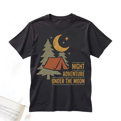 Embroidered Camping Outdoors Nature Hiking Campfire Aesthetic Gift For Adventurers Cozy Unisex TShirt
