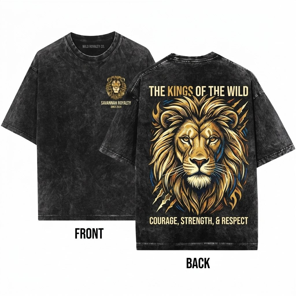 Vintage Wildlife King Jungle Safari Lion Lover Graphic Unisex Wash T-Shirt