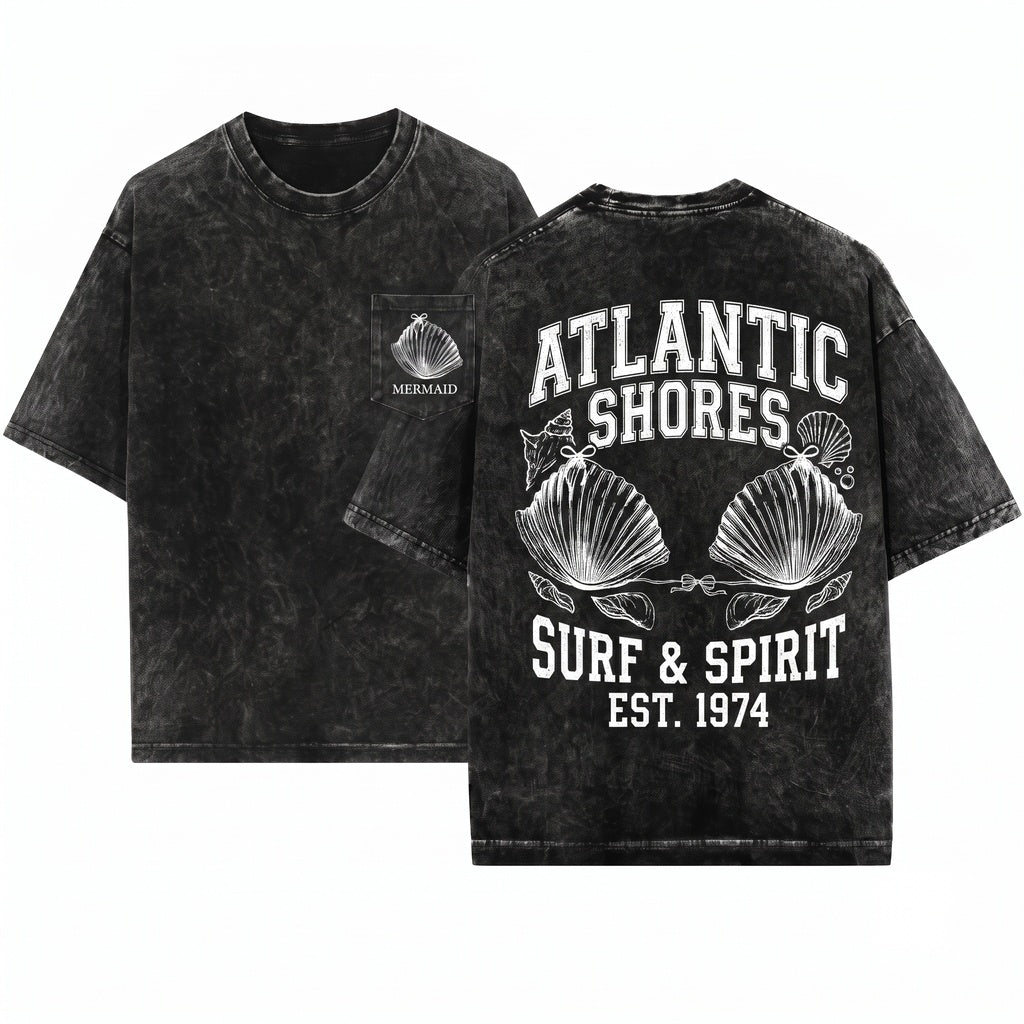 Seashell Bikini Graphic Beach Vacation Retro 90s Unisex Wash T-Shirt