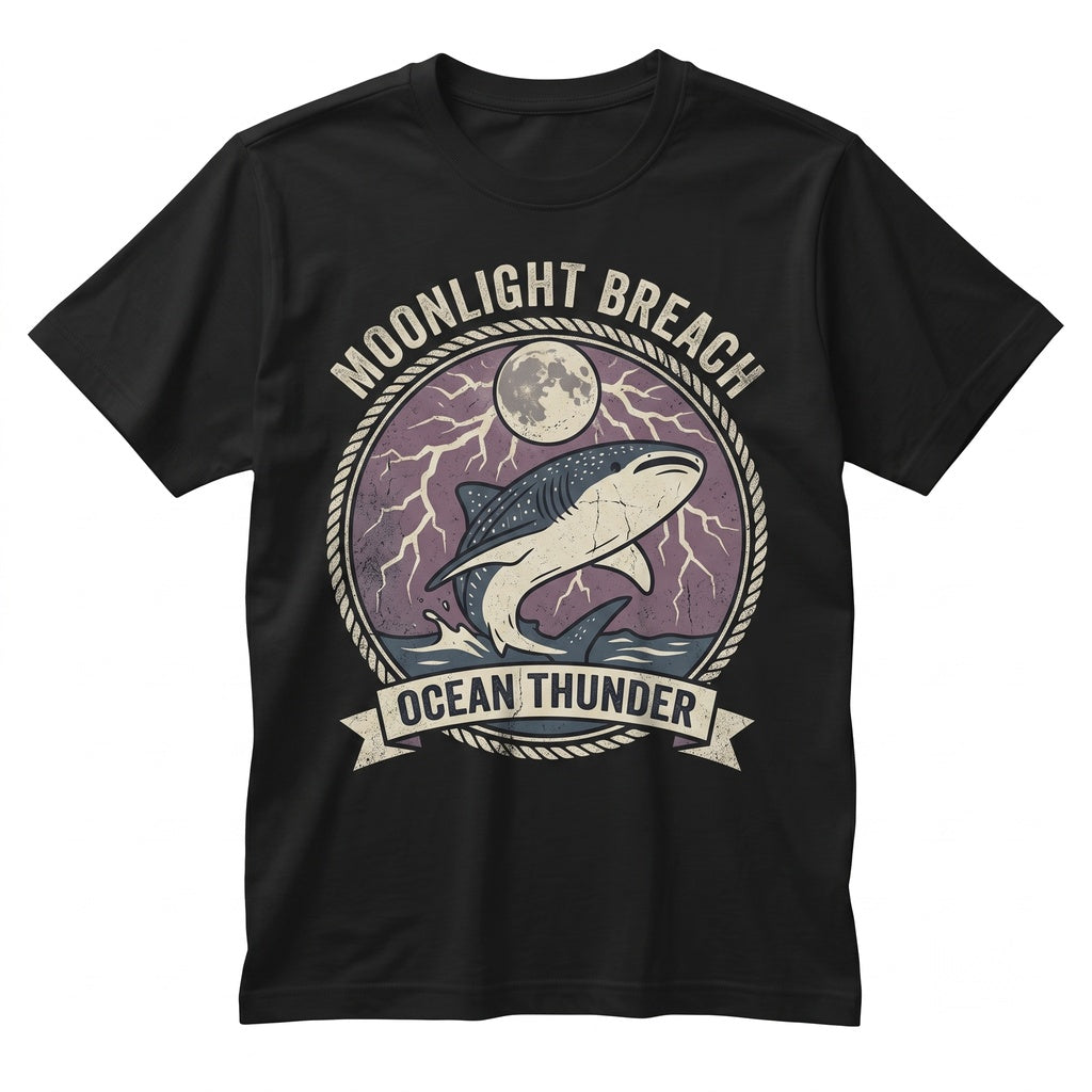 Gothic Whale Shark Moon Graphic Dark Ocean Lightning Sea Creature Marine Animal Halloween Gift Men Women Unisex TShirt
