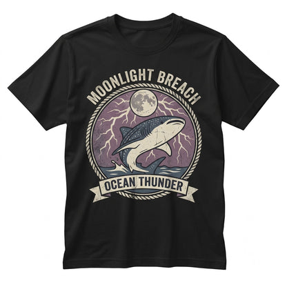 Gothic Whale Shark Moon Graphic Dark Ocean Lightning Sea Creature Marine Animal Halloween Gift Men Women Unisex TShirt