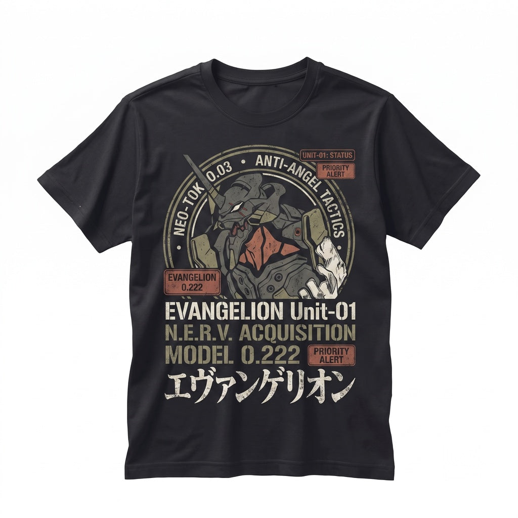 EVA Mecha Unit 01 Purple Green Cyberpunk Anime Graphic Print Cotton Short Sleeve Unisex TShirt