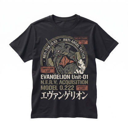 EVA Mecha Unit 01 Purple Green Cyberpunk Anime Graphic Print Cotton Short Sleeve Unisex TShirt