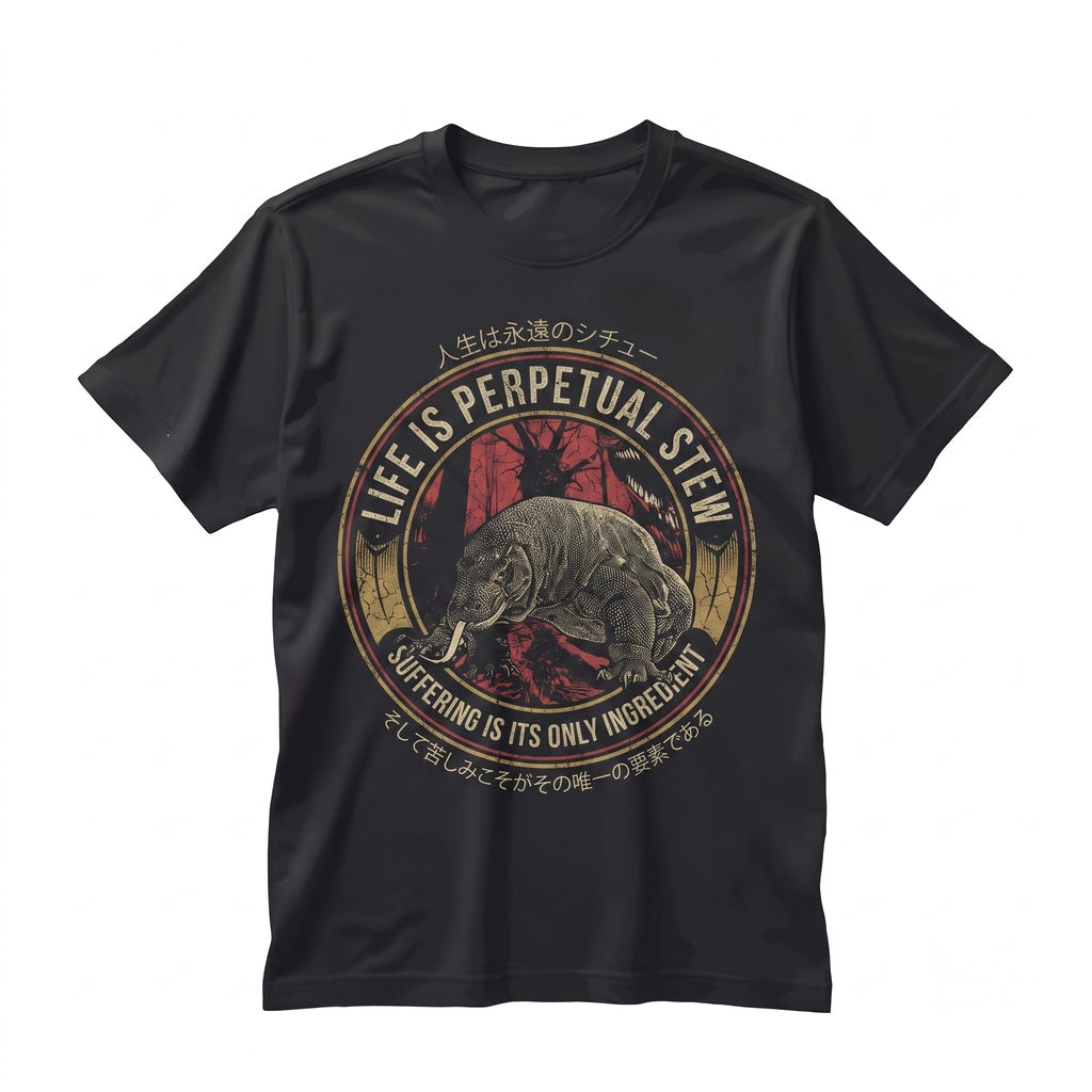 Life Is Perpetual Stew Komodo Dragon Funny Meme Graphic Top Unisex TShirt