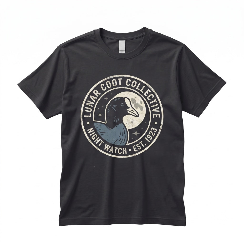 Three American Coot Moon Funny 90s Vintage Retro Water Bird Ironic Parody Aesthetic Gift Unisex TShirt