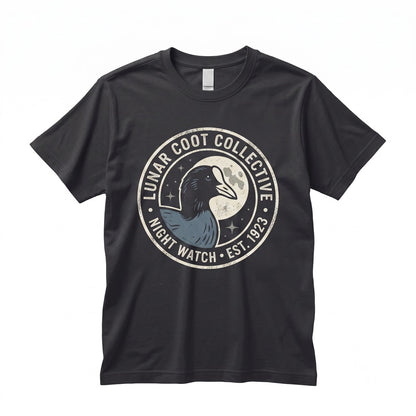 Three American Coot Moon Funny 90s Vintage Retro Water Bird Ironic Parody Aesthetic Gift Unisex TShirt
