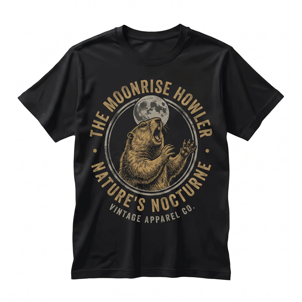 Three Marmot Moon Retro Groundhog Vintage Wildlife Cute Rodent Graphic Gift Unisex TShirt