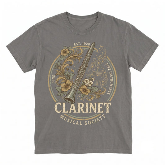 Clarinet Vintage Ornate Floral Faux Gold Classical Orchestra Band Teacher Musician Gift Unisex TShirt
