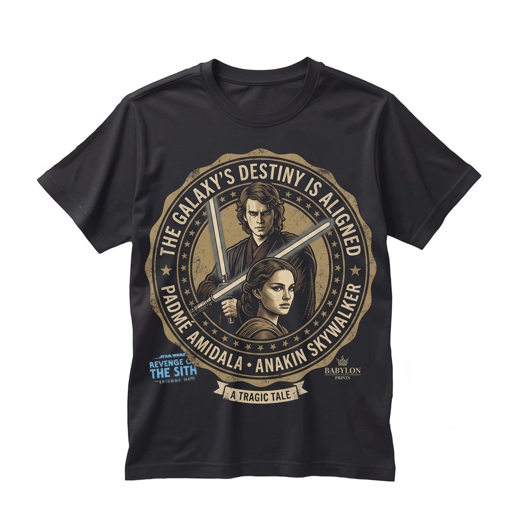 Oversized Anakin Skywalker Padme Amidala Matching Couple Graphic Sci-Fi Galactic Romance Vintage Cotton Apparel Unisex TShirt