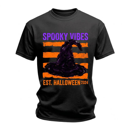 Vintage Distressed Orange Stripes Halloween Spooky Retro Witch Hat Gift Unisex TShirt