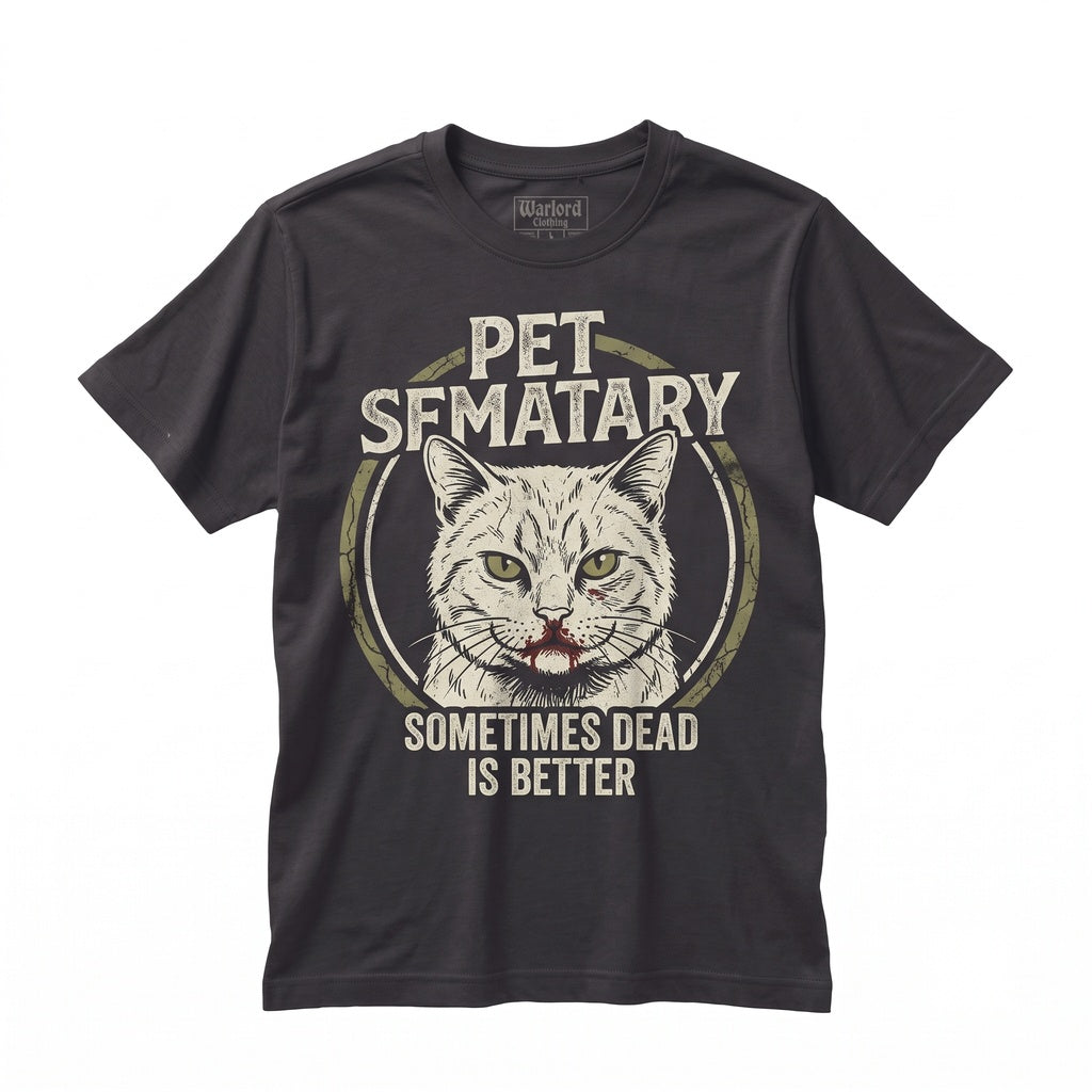 Vintage Undead Cat Horror Graphic Retro Spooky Thriller Top Unisex TShirt