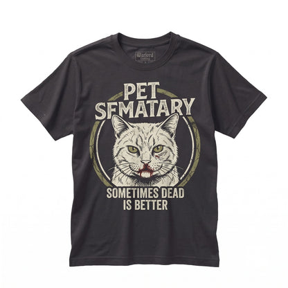 Vintage Undead Cat Horror Graphic Retro Spooky Thriller Top Unisex TShirt
