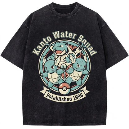 Vintage Washed Squirtle Graphic Cute Expressions Oversized Anime Kawaii Unisex TShirt