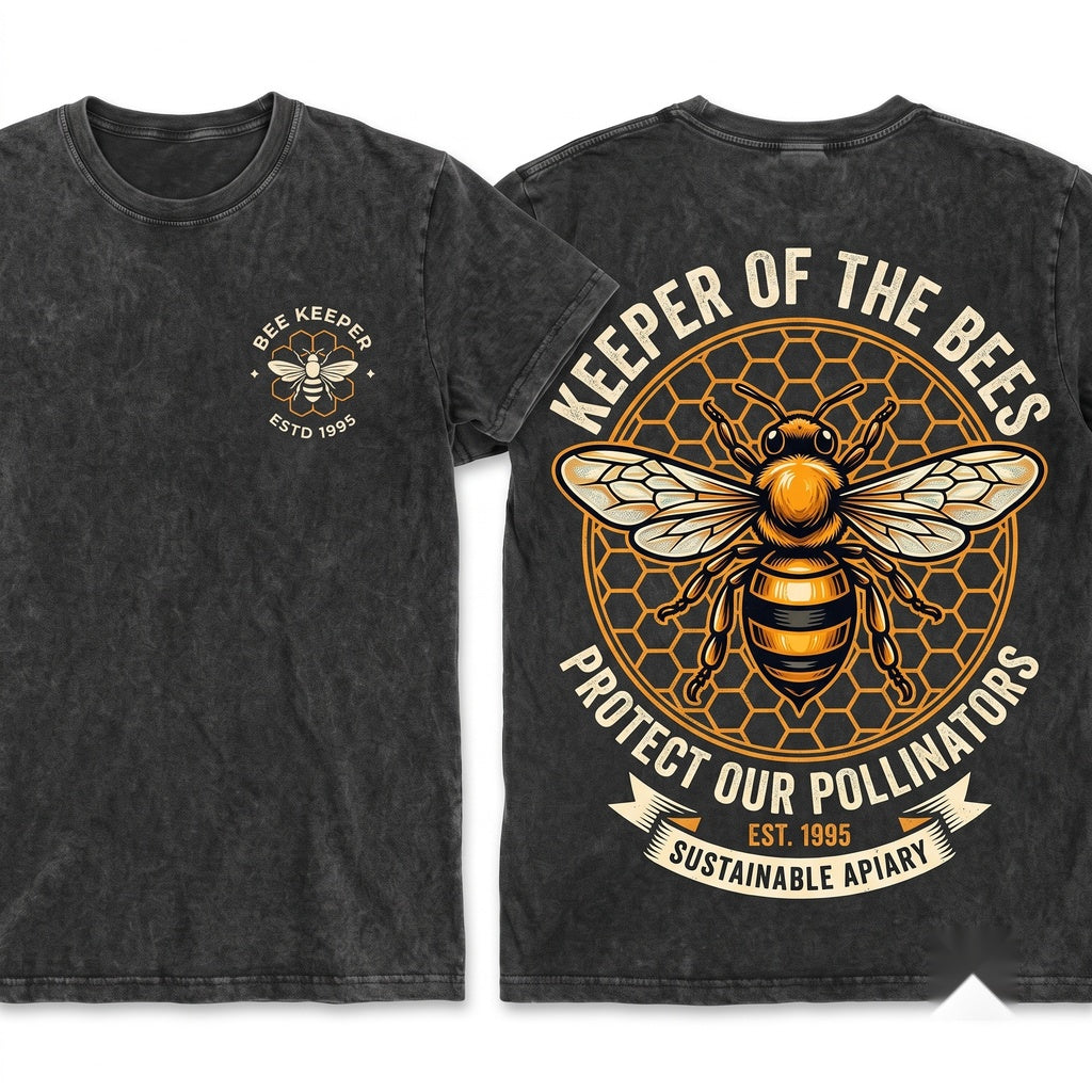Personalized Beekeeper Gift Custom Bee Lover Honeycomb Keeper Apparel Unisex Wash T-Shirt