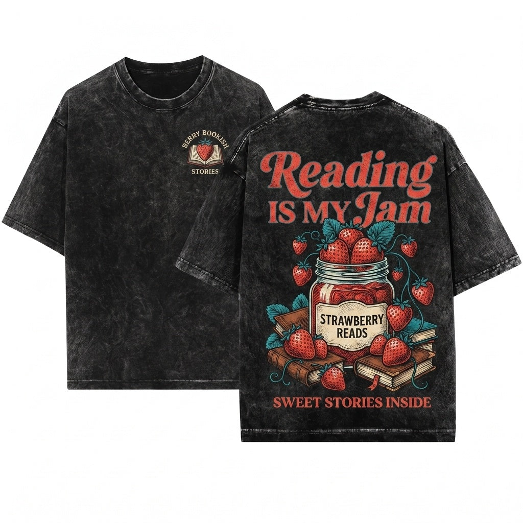 Reading Is My Jam Book Lover Graphic Unisex Wash T-Shirt