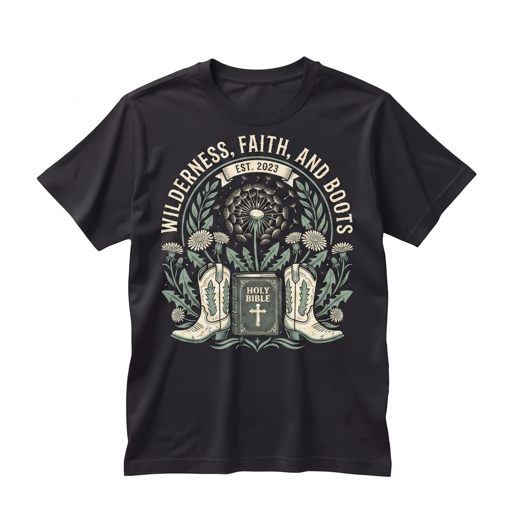 Dandelion Vintage Wildflower Indie Folk Cowgirl Boots Country Aesthetic Graphic Apparel Unisex TShirt