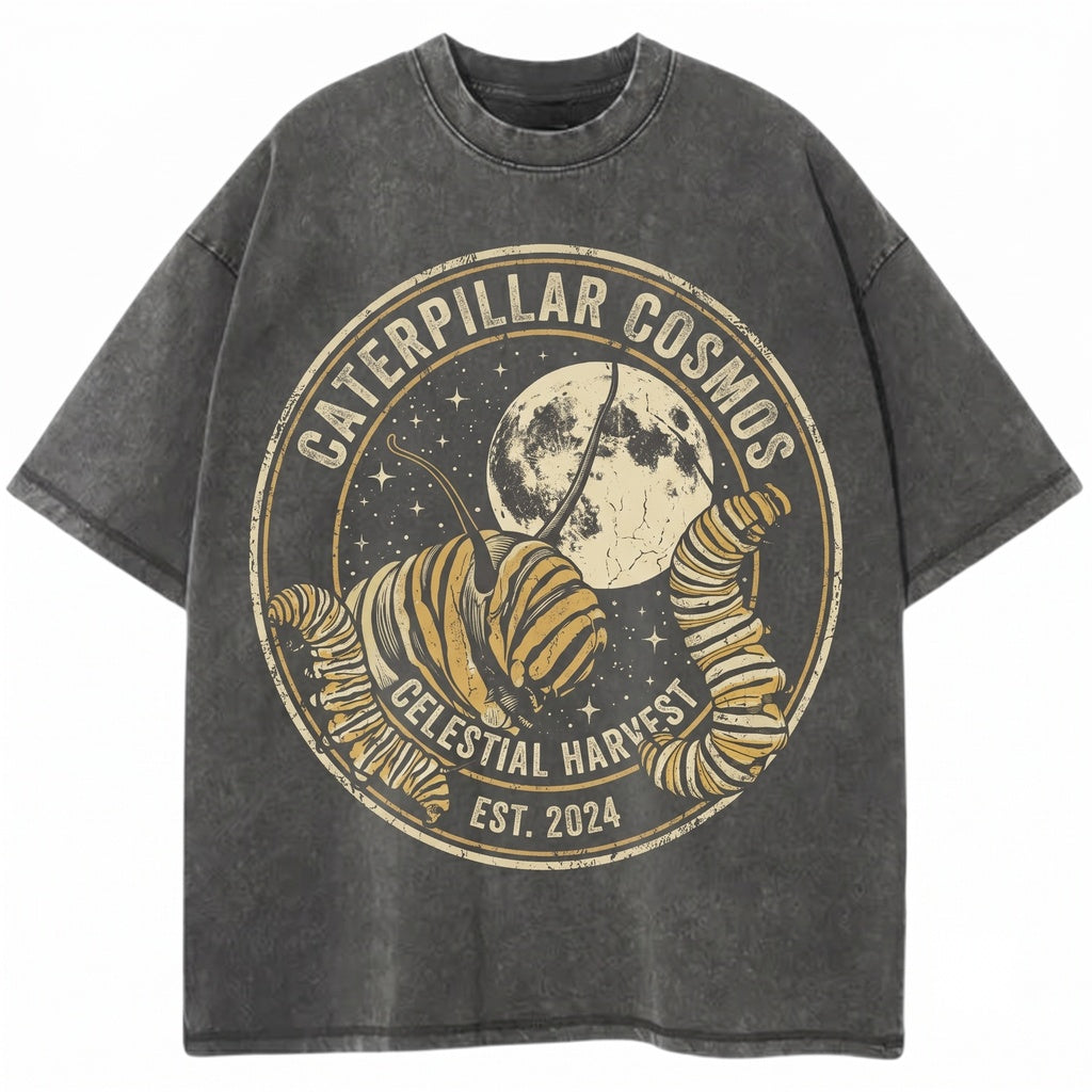 Vintage Monarch Butterfly Galaxy Graphic Three Caterpillar Moon Retro Cosmic Space Insect Nature Lover Gift Unisex TShirt