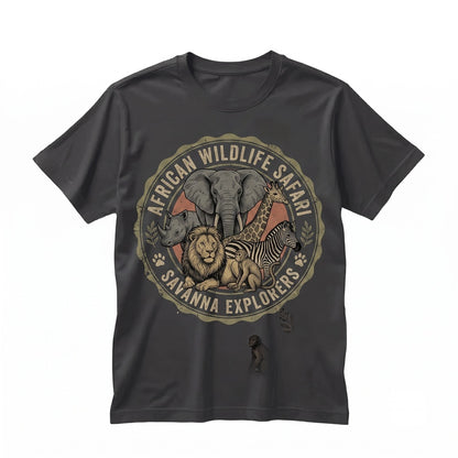 Vintage Safari Wildlife Graphic Elephant Giraffe Zebra Africa Nature Lover Art Gift Unisex TShirt