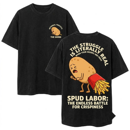 Funny French Fries Potato Food Pun Lover Gift Unisex Wash T-Shirt