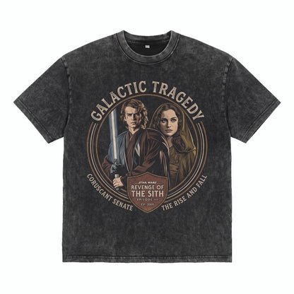 Oversized Anakin Skywalker Padme Amidala Matching Couple Graphic Top, Sci-Fi Romance Retro Cotton Unisex TShirt
