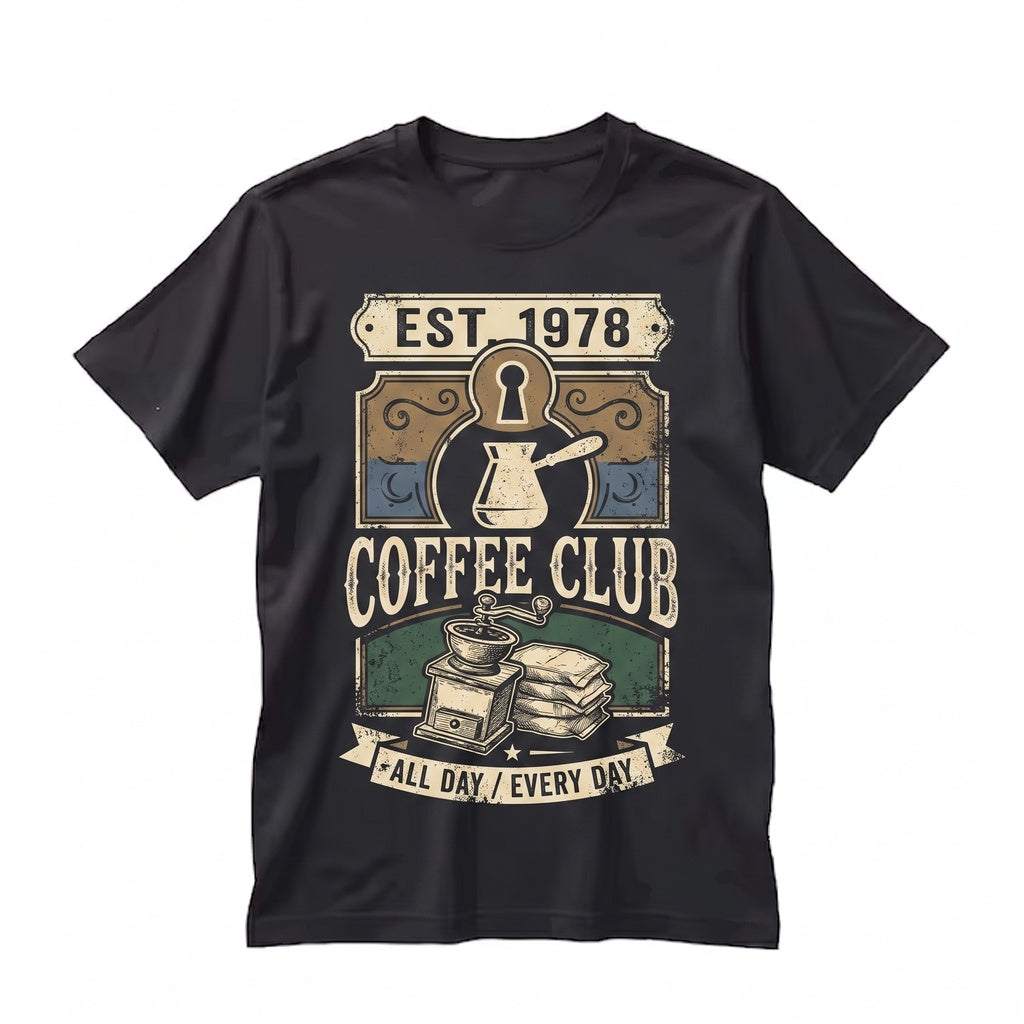 Vintage Coffee Club All Day Barista Cafe Lover Graphic Gift Unisex TShirt