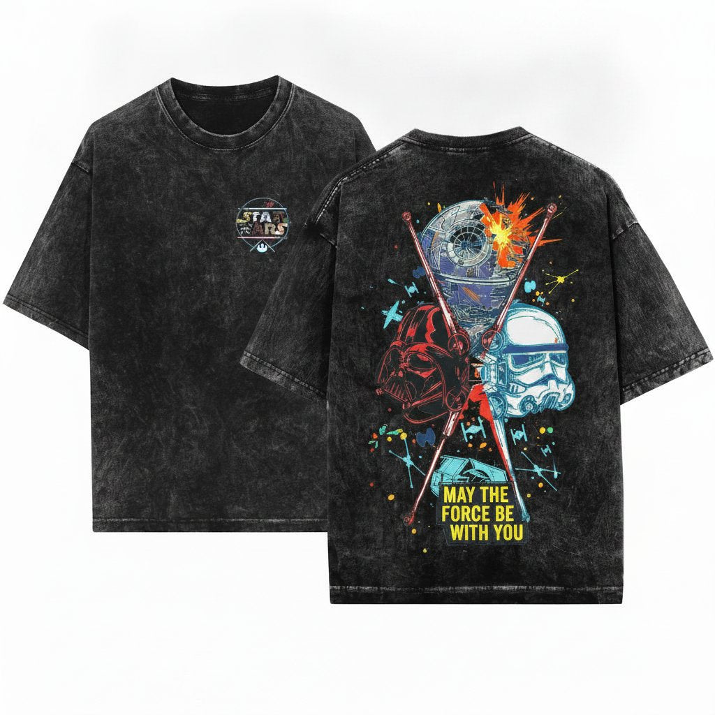 Comfort Colors Darth Vader Galaxy Two Sided Retro Star Wars Unisex Wash T-Shirt