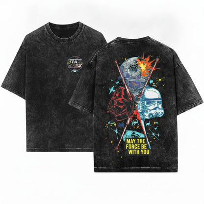 Comfort Colors Darth Vader Galaxy Two Sided Retro Star Wars Unisex Wash T-Shirt