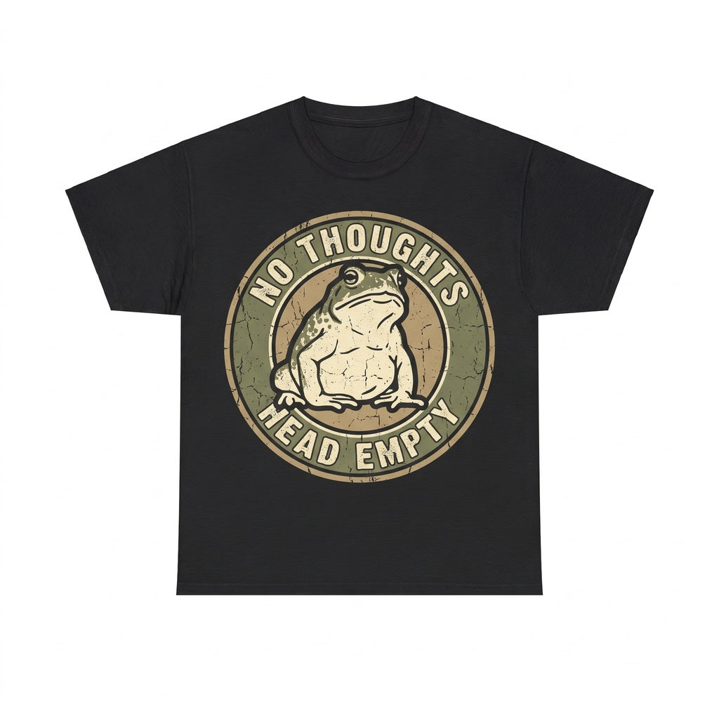Funny Meme No Thoughts Empty Head Amphibian Graphic Apparel Cotton Short Sleeve Unisex TShirt