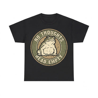Funny Meme No Thoughts Empty Head Amphibian Graphic Apparel Cotton Short Sleeve Unisex TShirt