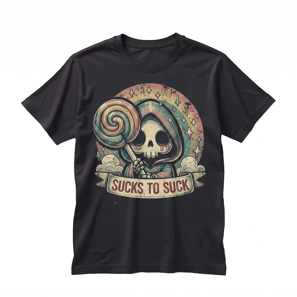 Sucks To Suck Sarcastic Snarky Grim Reaper Spooky Candy Funny Sassy Graphic Unisex TShirt