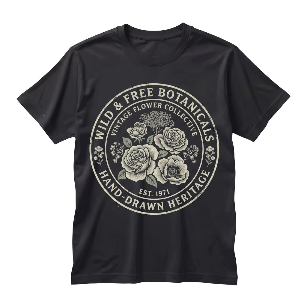 Vintage Rose Floral Botanical Garden Nature Aesthetic Engraved Graphic Gift Unisex TShirt