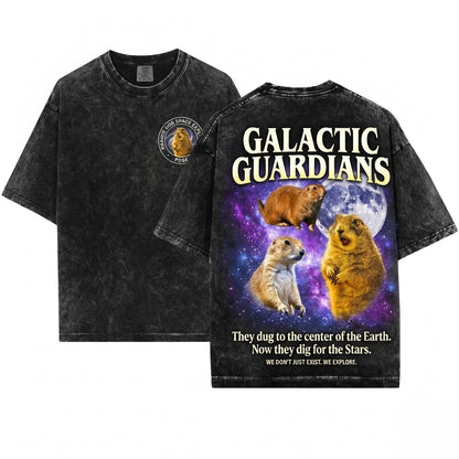 Three Prairie Dog Moon Retro Vintage Graphic Oversized Funny Unisex Wash T-Shirt