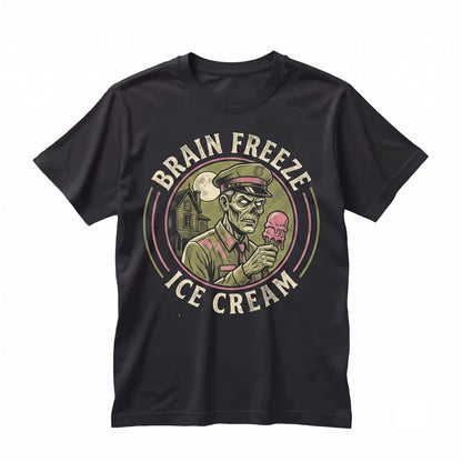 Funny Brain Freeze Ice Cream Truck Graphic Summerween Halloween Spooky Beachwear Unisex TShirt