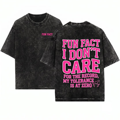 Fun Fact I Dont Care Sassy Bright Pink Snapback Trucker Hat Unisex Wash T-Shirt