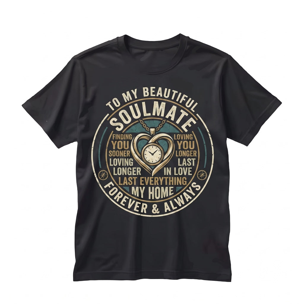 Romantic Wife Soulmate Jewelry Pendant, Birthday Mother Valentines Day Present for Girlfriend, Unique Unisex TShirt