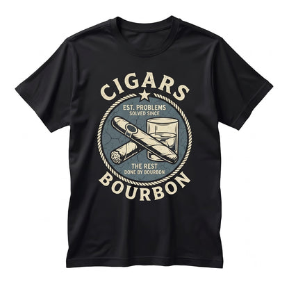 Funny Cigar Bourbon Graphic Fathers Day Birthday Gift For Men, Husband Whiskey Apparel Unisex TShirt