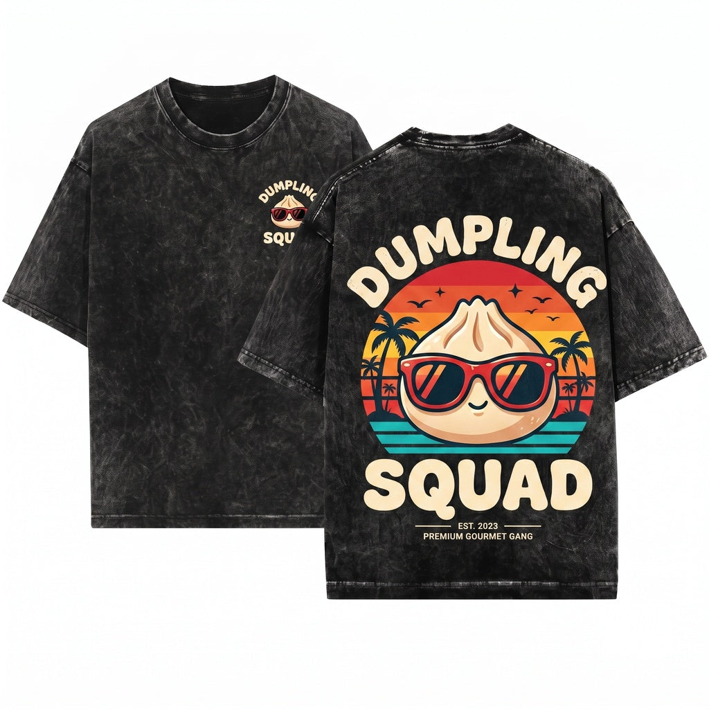 Vintage Funny Soup Dumpling Squad Asian Cuisine Foodie Gift Friends Unisex Wash T-Shirt