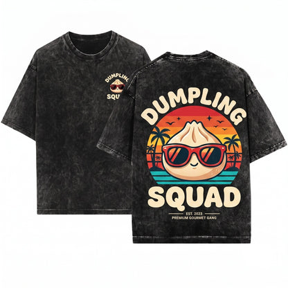 Vintage Funny Soup Dumpling Squad Asian Cuisine Foodie Gift Friends Unisex Wash T-Shirt