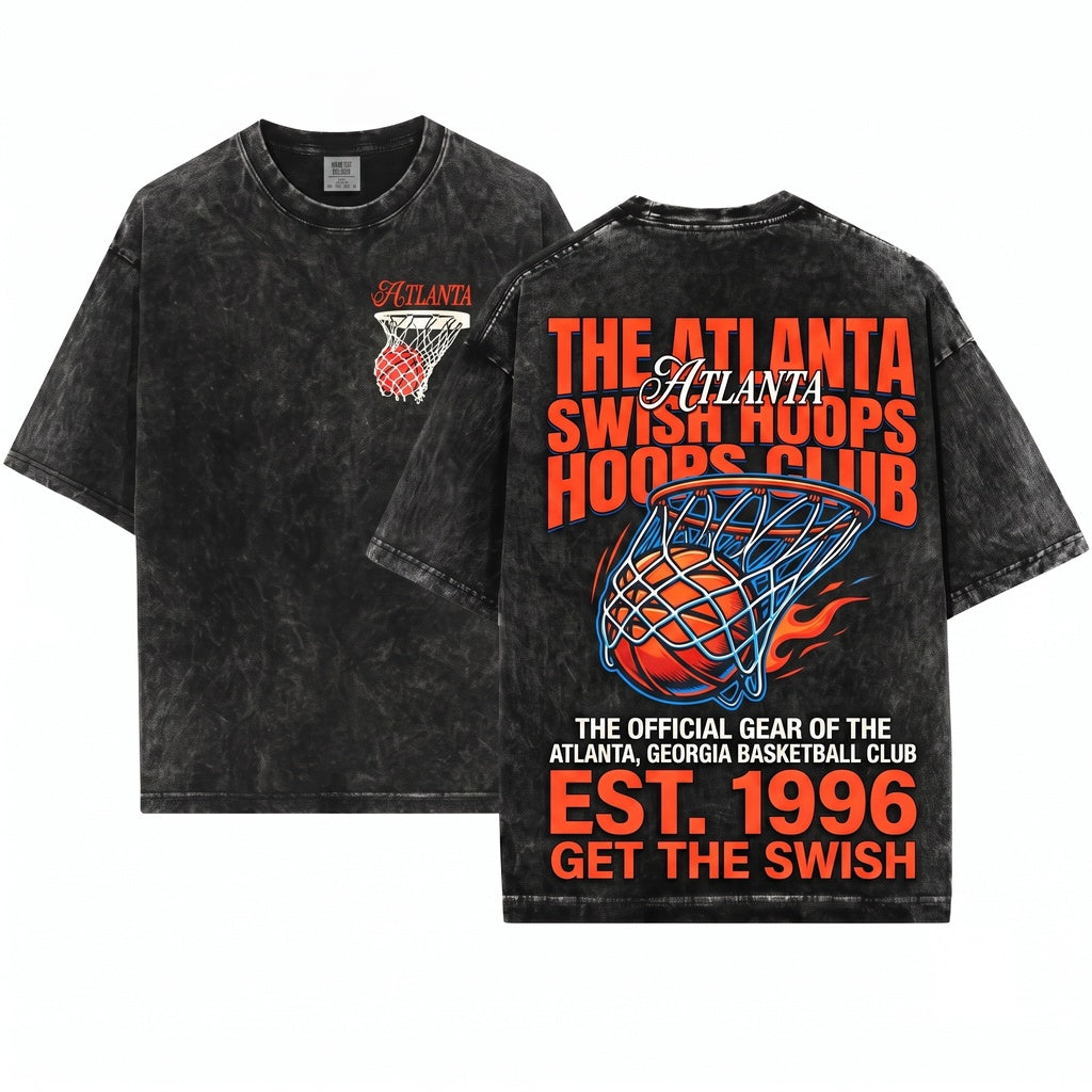 Atlanta Retro ATL Basketball Streetwear Game Day Unisex Wash T-Shirt