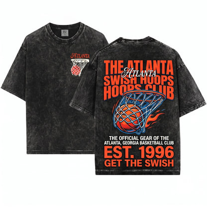Atlanta Retro ATL Basketball Streetwear Game Day Unisex Wash T-Shirt
