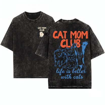 Funny Cat Mom Fur Mama Lover Cute Pet Humor Apparel Gift Unisex Wash T-Shirt