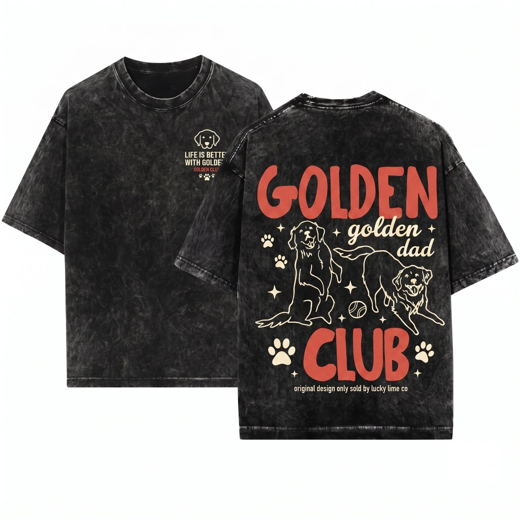 Golden Retriever Dog Dad Club Pet Parent Lover Gift Graphic Unisex Wash T-Shirt