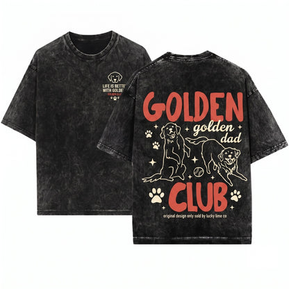 Golden Retriever Dog Dad Club Pet Parent Lover Gift Graphic Unisex Wash T-Shirt
